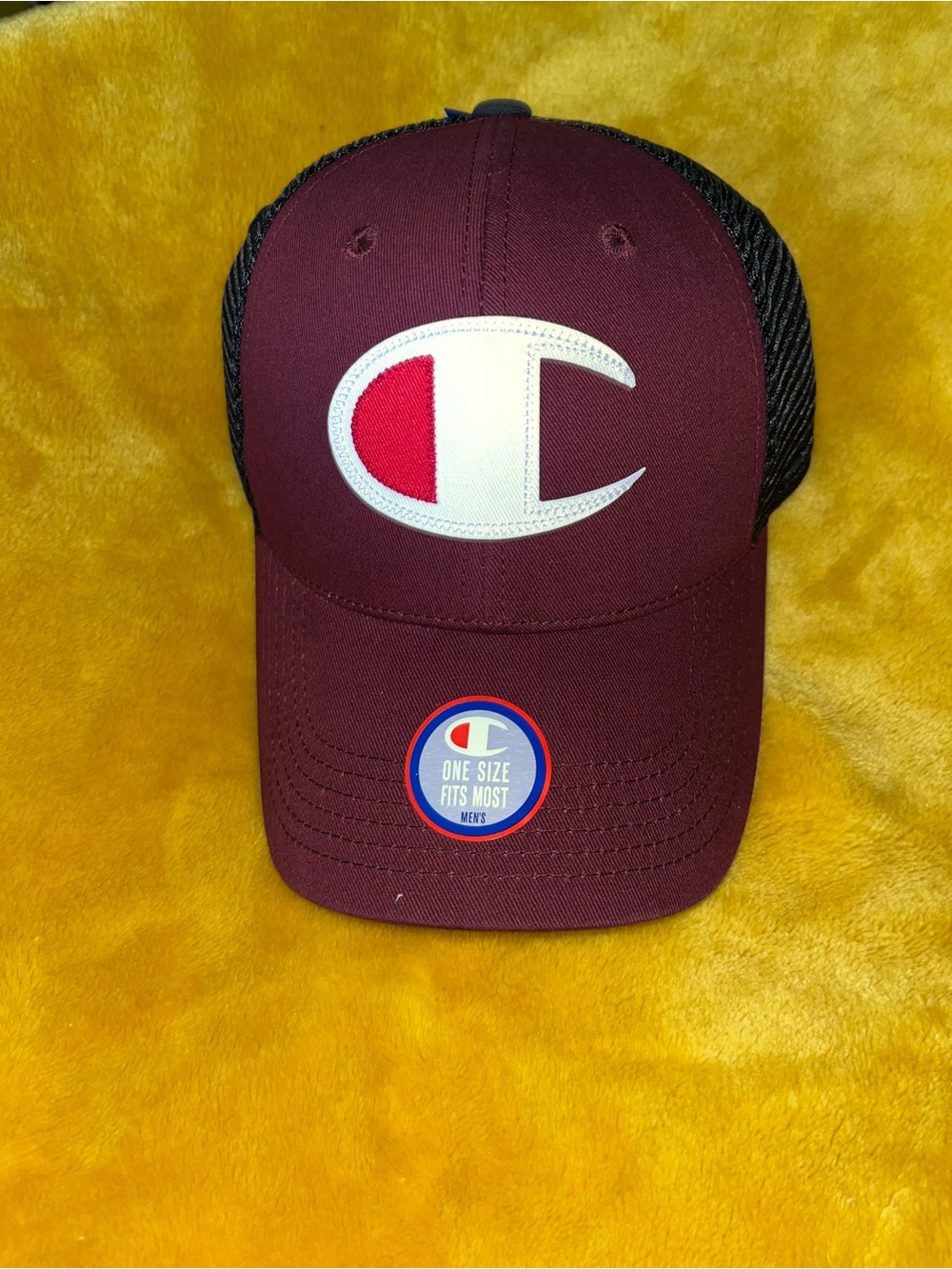 Champion Burgundy and Black Mesh Logo Cap